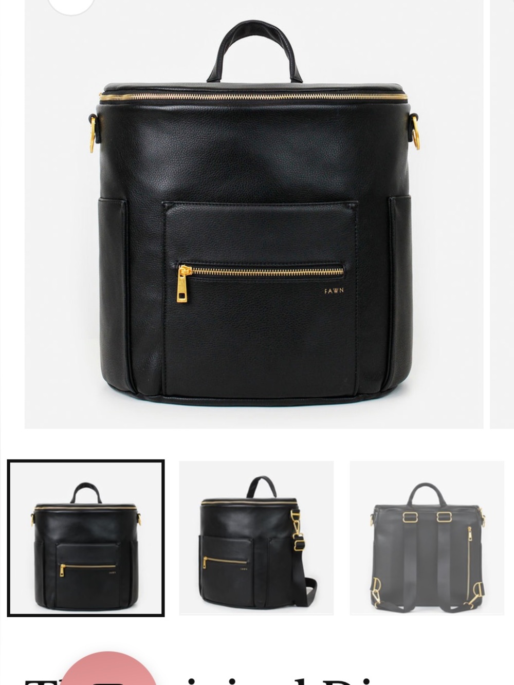 Fawn Design the Original Diaper Bag Black Backpack Gold Hardware like new unused